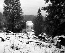 Veduta dalla baita di L. Ron Hubbard a Port Orchard, Stato di Washington, dove nel 1938 scrisse “Excalibur”; fotografia di L. Ron Hubbard.